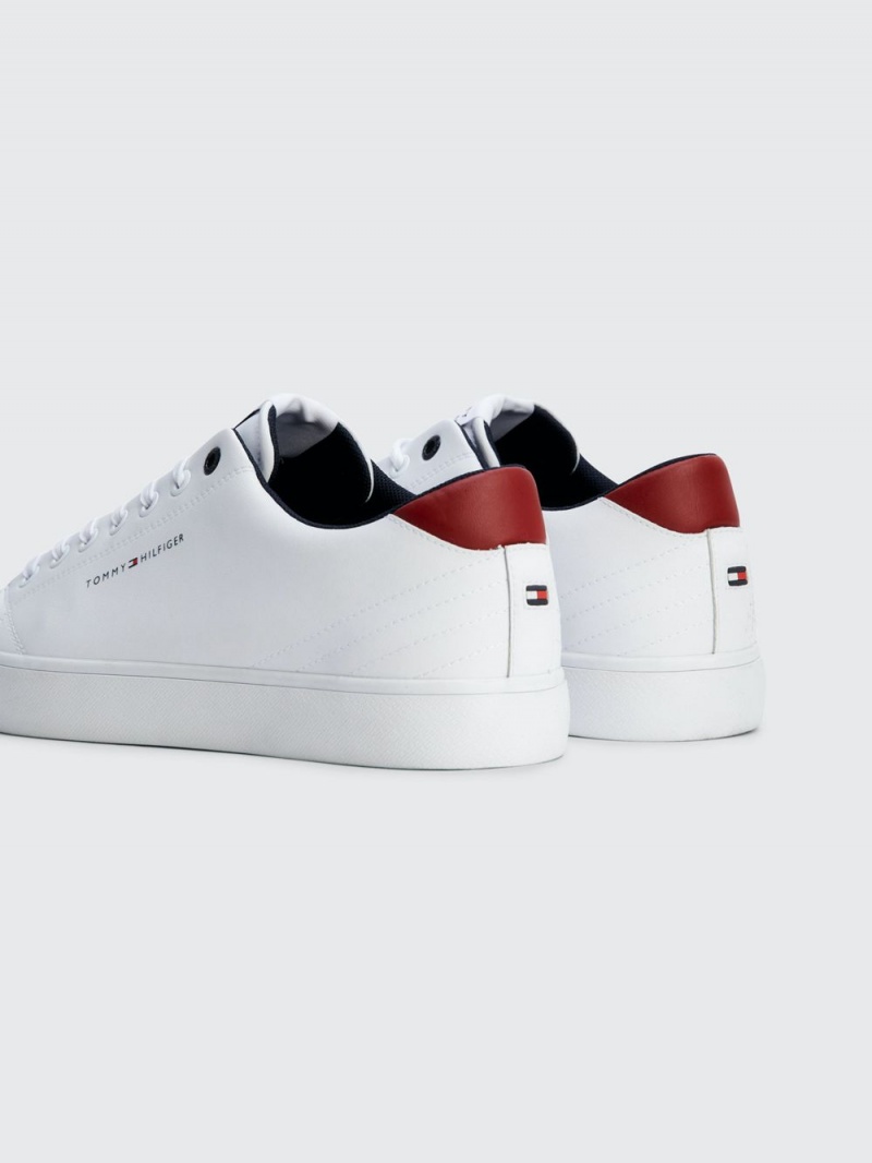 Tommy Hilfiger Logo Spets-Up Sneakers Herr Vita | 486-OHUYKR