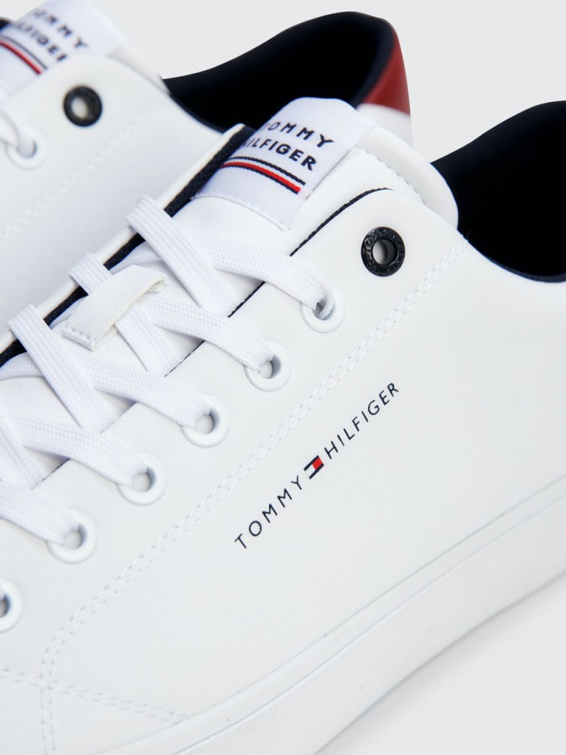 Tommy Hilfiger Logo Spets-Up Sneakers Herr Vita | 486-OHUYKR