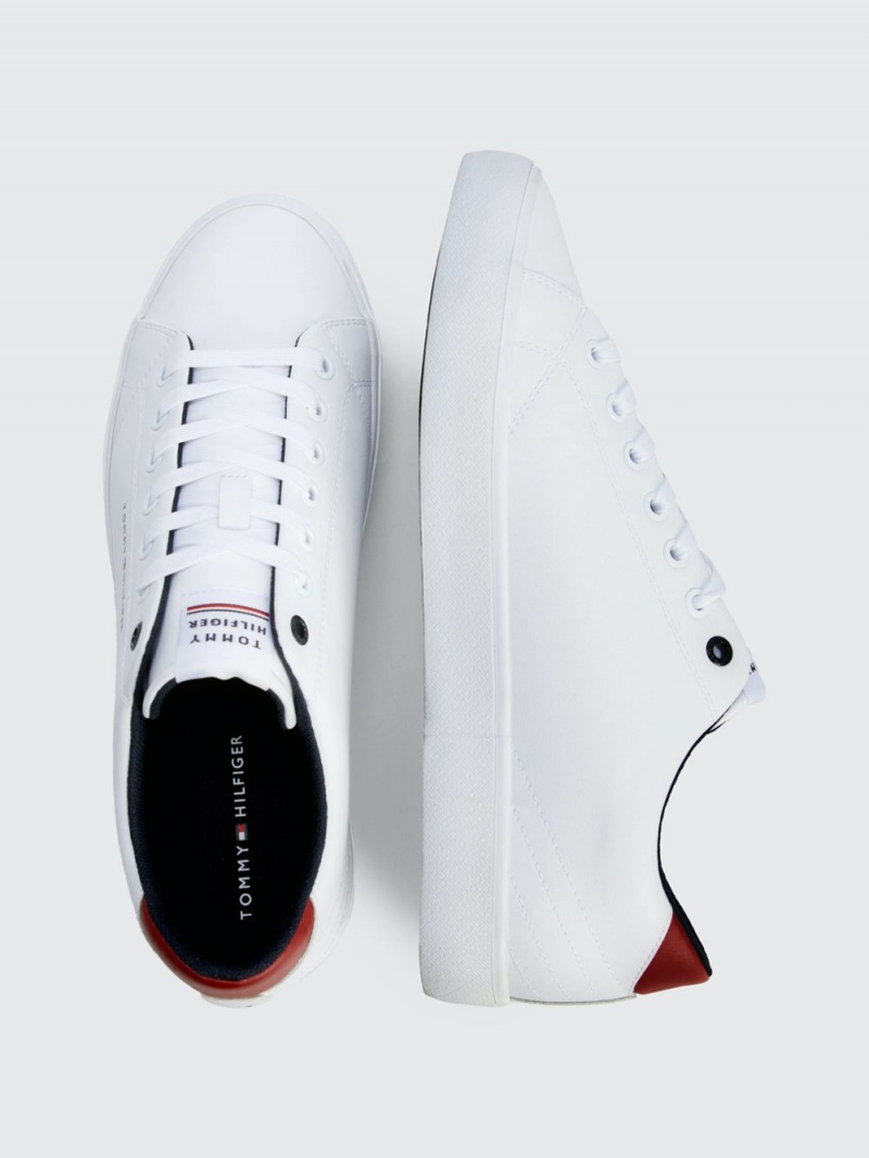 Tommy Hilfiger Logo Spets-Up Sneakers Herr Vita | 486-OHUYKR