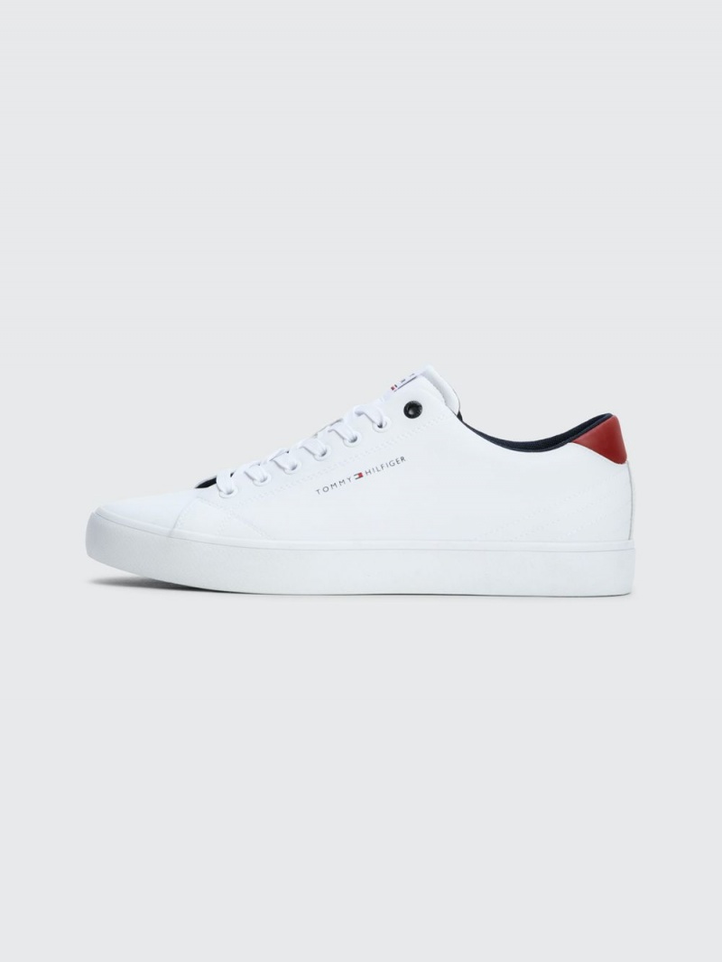 Tommy Hilfiger Logo Spets-Up Sneakers Herr Vita | 486-OHUYKR