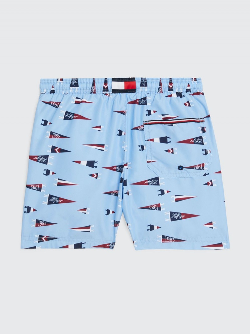 Tommy Hilfiger Medium Print Badshorts Pojke Blå | 163-NTUWDY