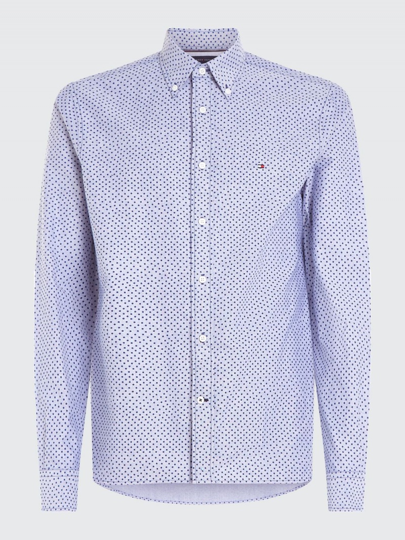 Tommy Hilfiger Micro Dot Regular Fit Oxford Skjorta Herr Blå | 351-TUHVEY