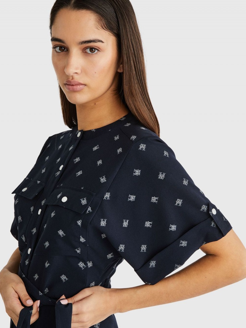 Tommy Hilfiger Midi Shirt Klänning Dam Blå | 936-MHGTCA