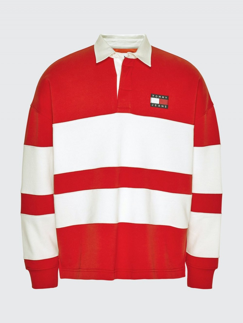 Tommy Hilfiger Mixed Stripe Rugby Skjorta Herr Röda Vita | 649-NPJVMT