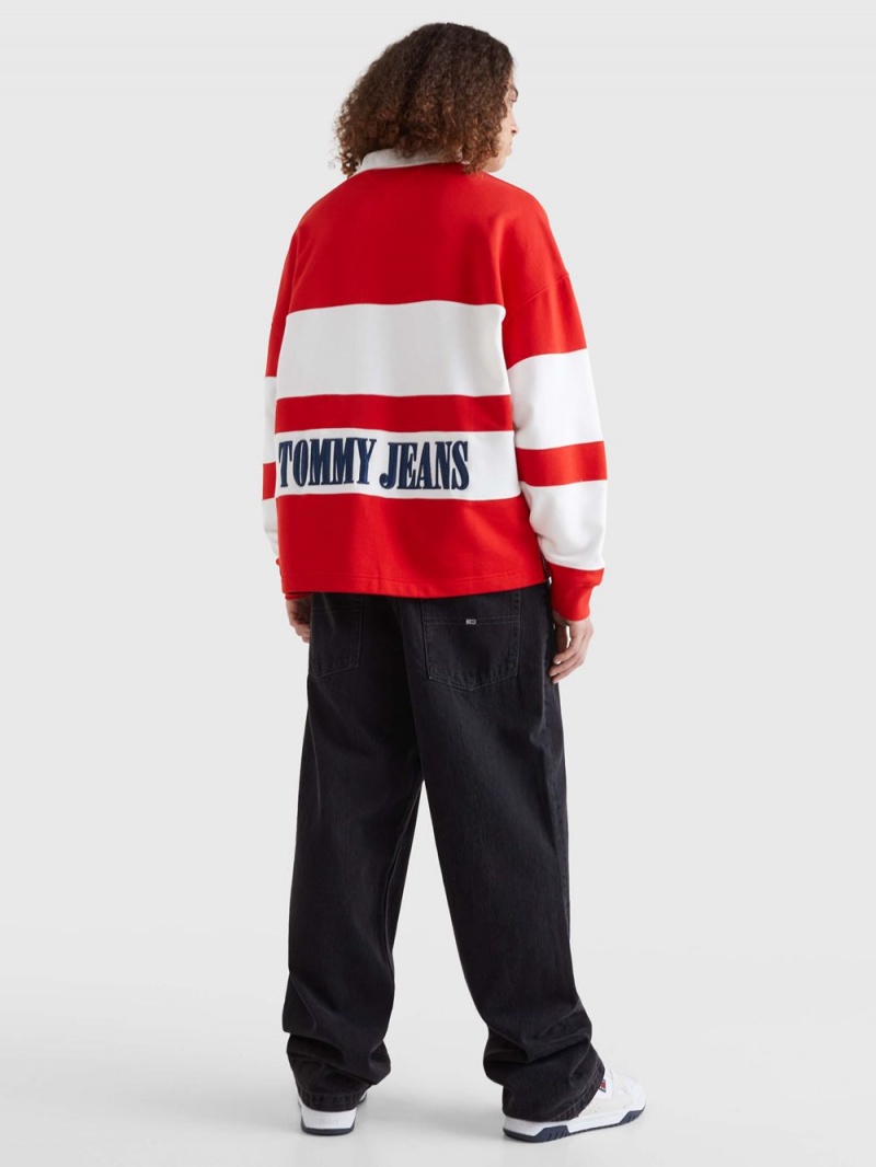 Tommy Hilfiger Mixed Stripe Rugby Skjorta Herr Röda Vita | 649-NPJVMT