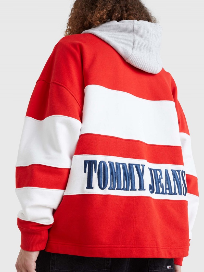 Tommy Hilfiger Mixed Stripe Rugby Skjorta Herr Röda Vita | 649-NPJVMT