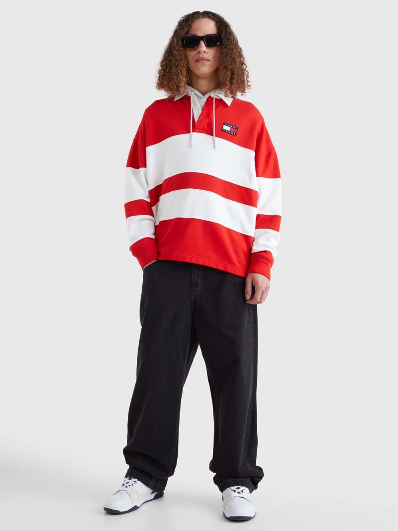 Tommy Hilfiger Mixed Stripe Rugby Skjorta Herr Röda Vita | 649-NPJVMT