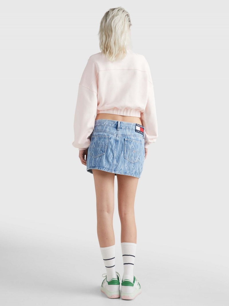 Tommy Hilfiger Mock Neck Badge Boxy Cropped Tröjor Dam Rosa | 839-QWIULH