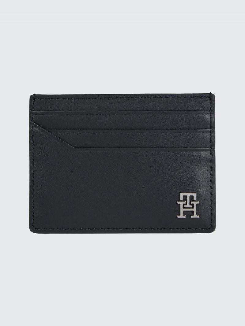 Tommy Hilfiger Modern Läder Credit Kortinnehavare Herr Svarta | 692-DGNKPC