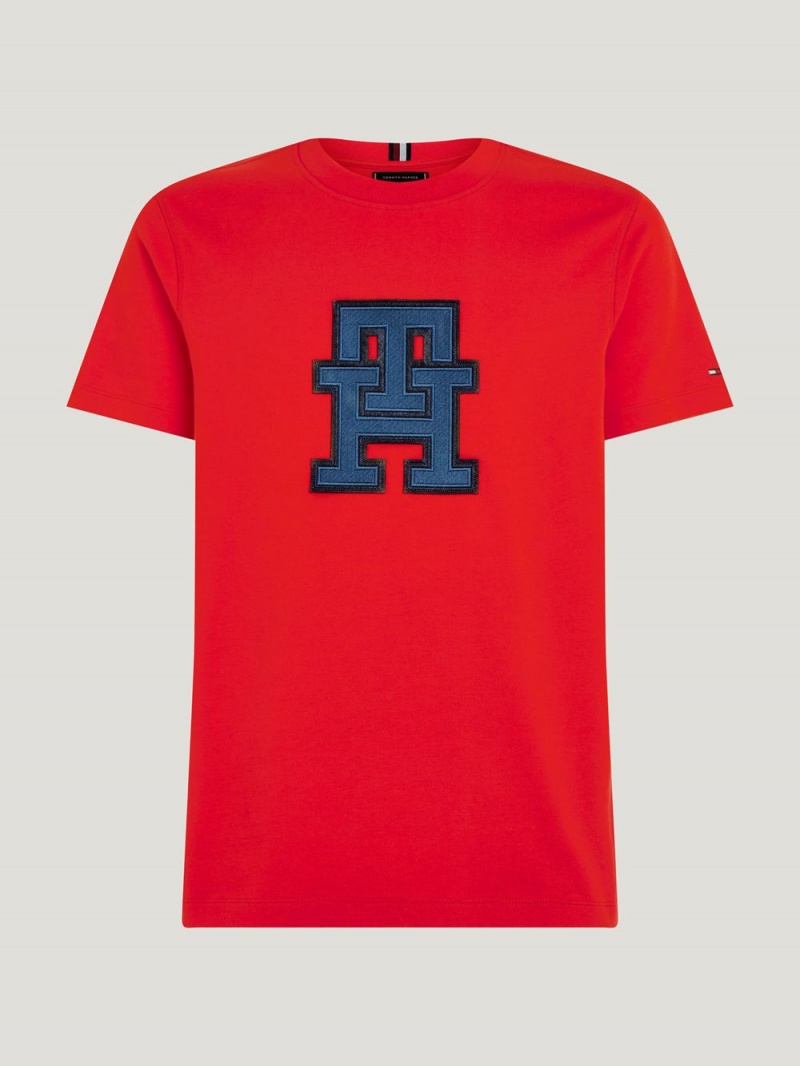 Tommy Hilfiger Monogram Applique T-shirt Herr Röda | 396-PZAGFY