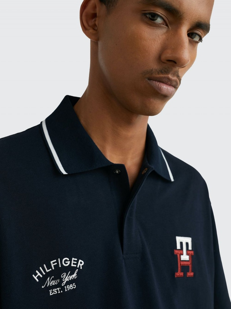 Tommy Hilfiger Monogram Archive Fit Piketröja Herr Marinblå | 205-TYHQRJ