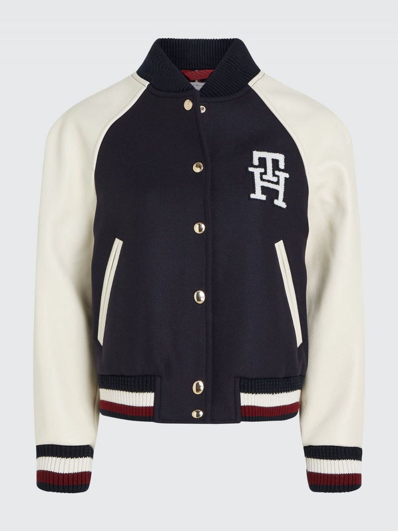 Tommy Hilfiger Monogram Contrast Bomber Jackor Dam Blå | 149-ZGKEXC