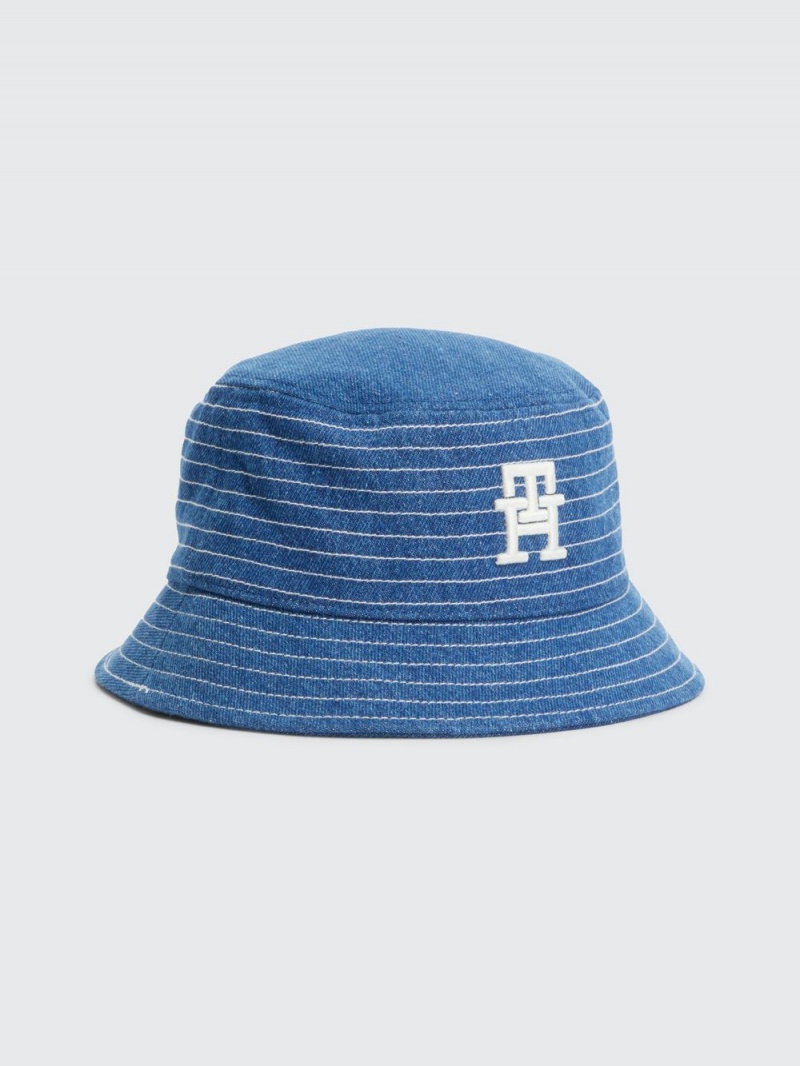 Tommy Hilfiger Monogram Denim Bucket Hatt Tjej Blå | 625-JCWVGS