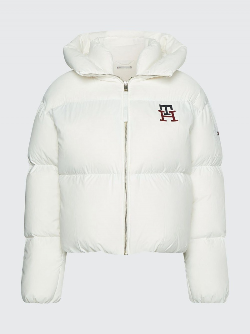 Tommy Hilfiger Monogram Down-Filled Jackor Dam Vita | 586-JDXZNW