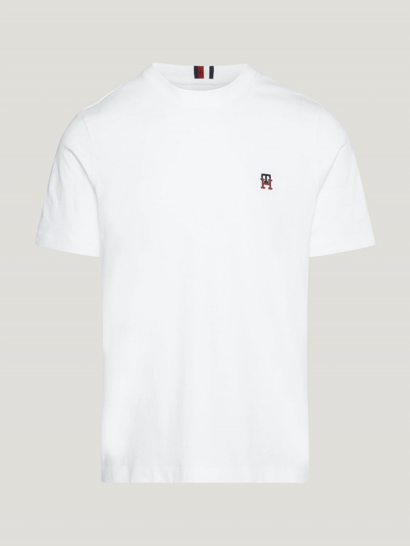 Tommy Hilfiger Monogram Embroidery T-shirt Herr Vita | 278-IJDQZE