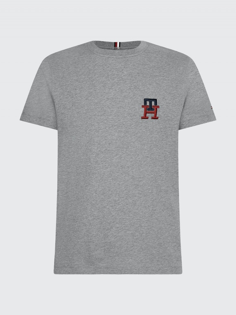 Tommy Hilfiger Monogram Essential Embroidery T-shirt Herr Grå | 280-KQLBJW