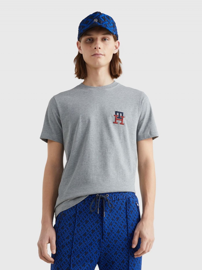 Tommy Hilfiger Monogram Essential Embroidery T-shirt Herr Grå | 280-KQLBJW