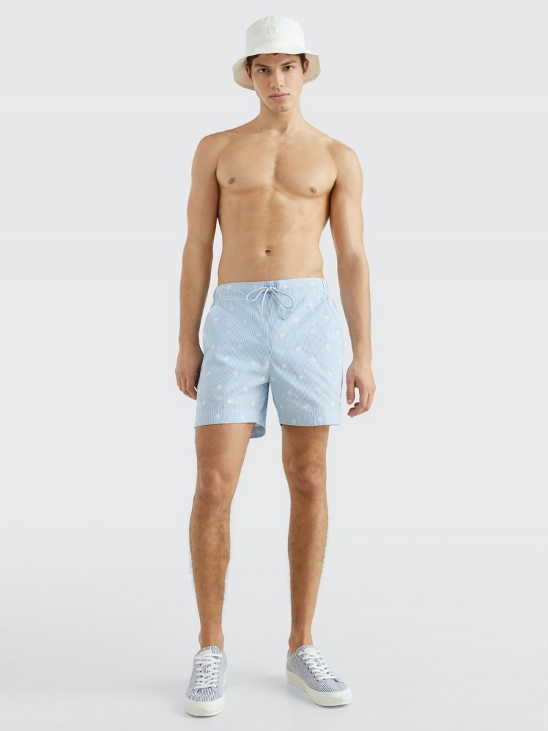 Tommy Hilfiger Monogram Mid Length Badshorts Herr Blå | 813-UNCRLV