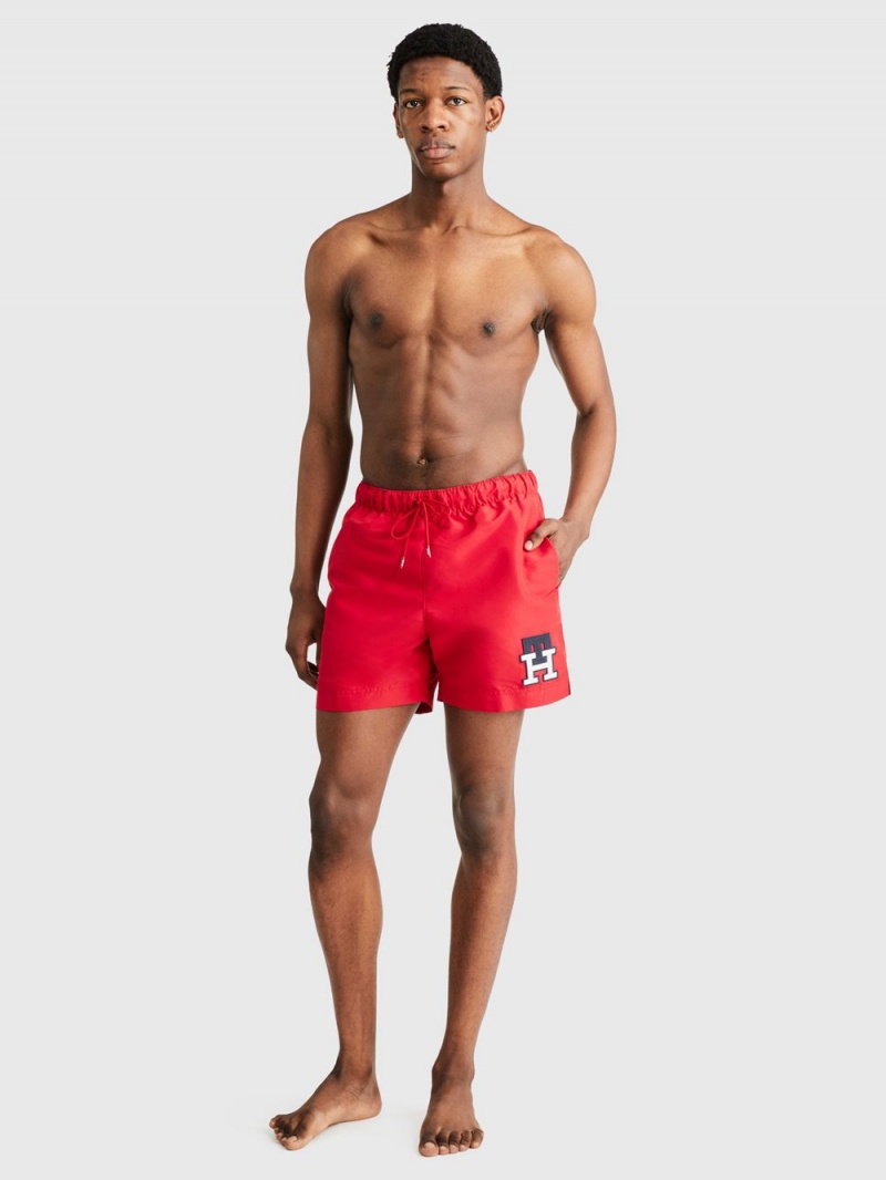 Tommy Hilfiger Monogram Mid Length Badshorts Herr Röda | 893-SGMDZL