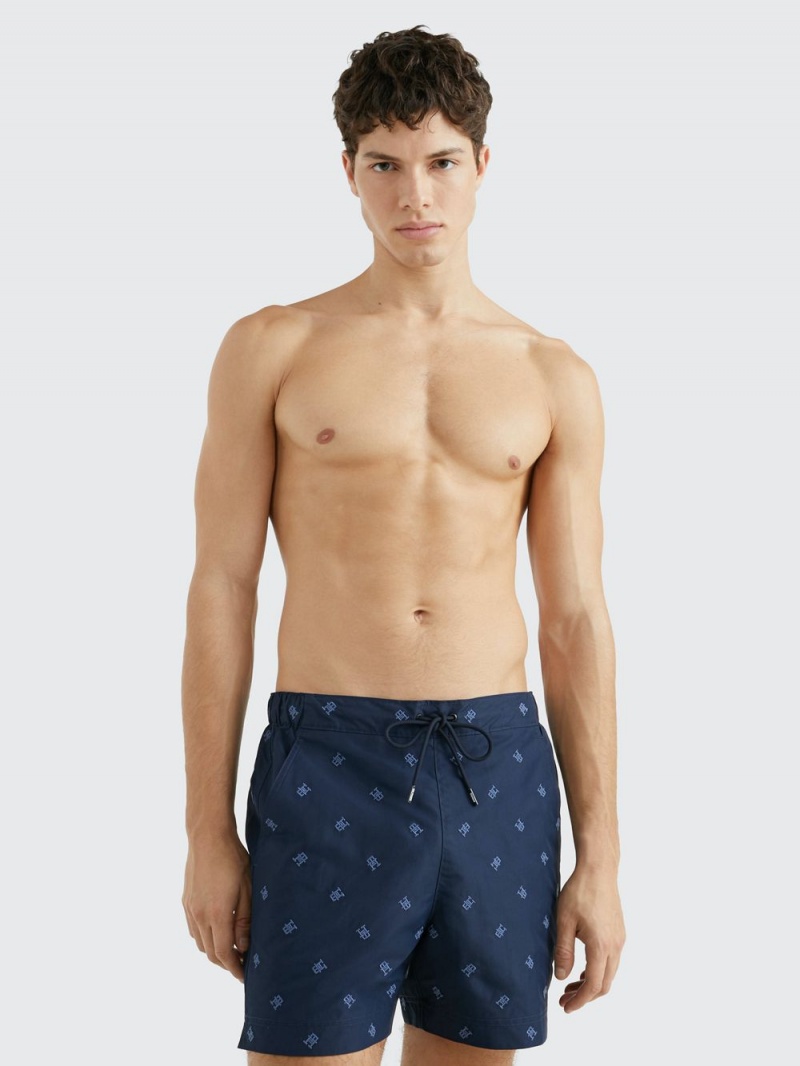 Tommy Hilfiger Monogram Mid Length Badshorts Herr Marinblå | 024-AFEKZQ