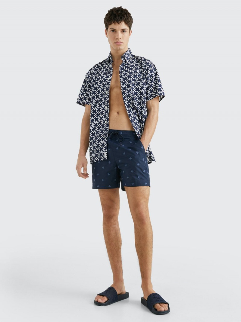 Tommy Hilfiger Monogram Mid Length Badshorts Herr Marinblå | 024-AFEKZQ