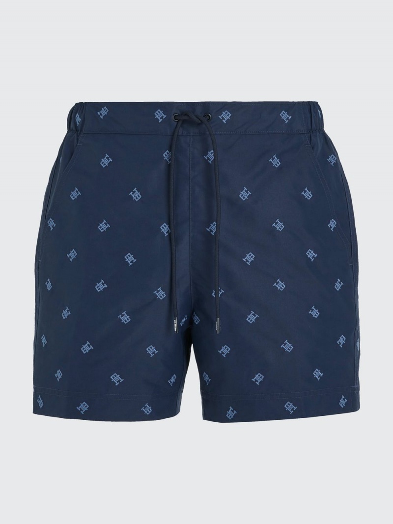 Tommy Hilfiger Monogram Mid Length Badshorts Herr Marinblå | 024-AFEKZQ