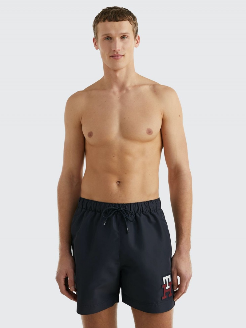 Tommy Hilfiger Monogram Mid Length Badshorts Herr Marinblå | 265-NMOWTP