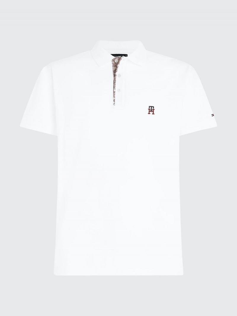 Tommy Hilfiger Monogram Placket Archive Fit Piketröja Herr Vita | 083-FQNJBX