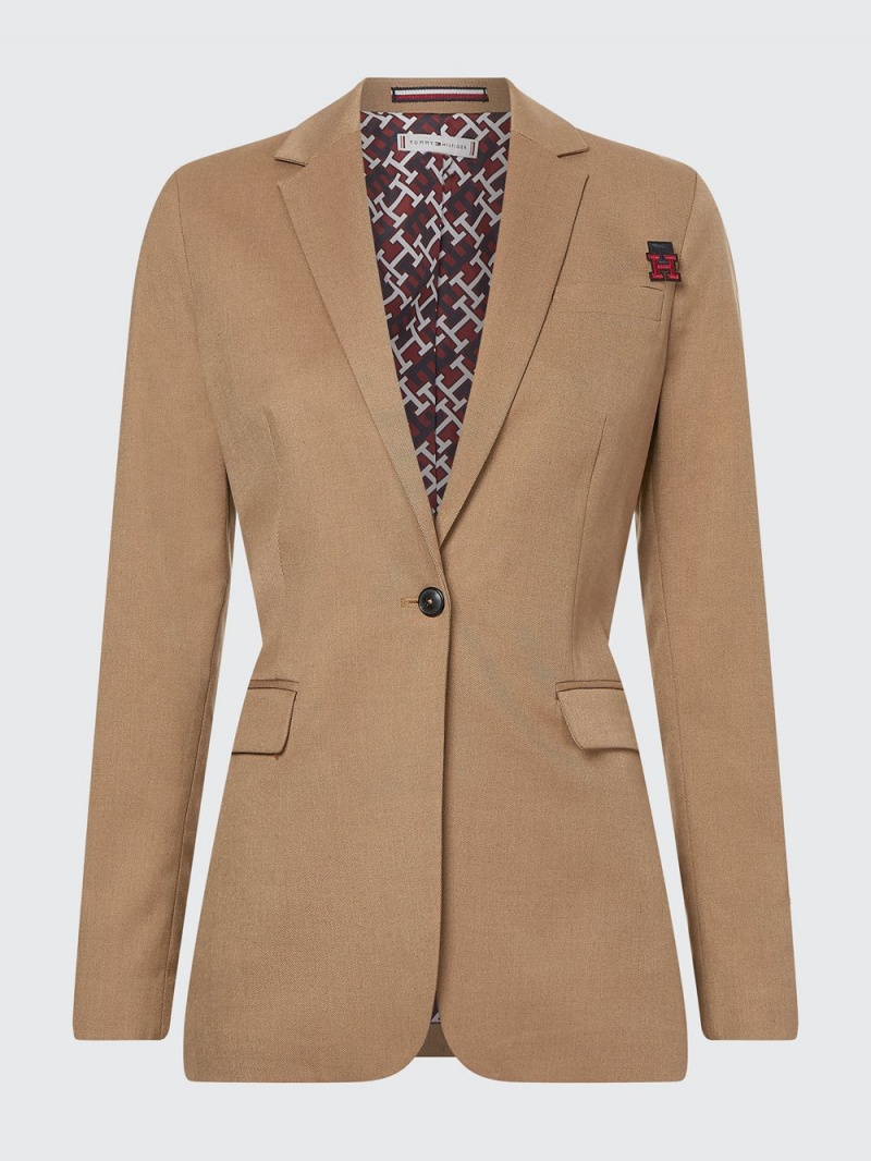 Tommy Hilfiger Monogram Single-Breasted Blazer Dam Khaki | 245-OYVEHF