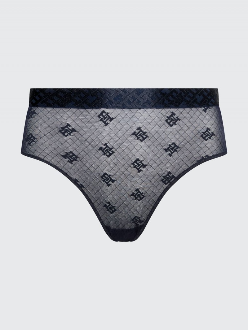 Tommy Hilfiger Monogram Spets High Rise Briefs Underkläder Dam Marinblå | 573-VUGCNP