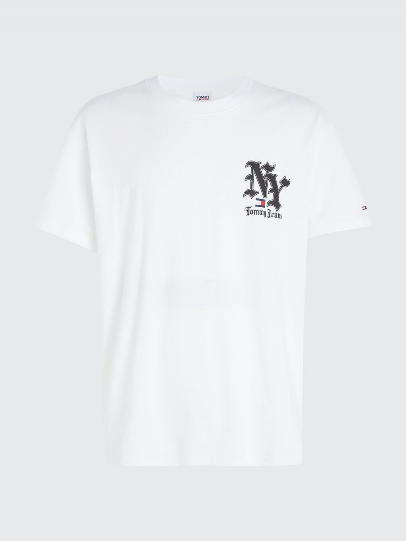 Tommy Hilfiger New York Logo Klassiska Fit T-shirt Herr Vita | 415-YNCRLJ