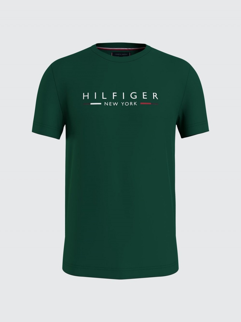 Tommy Hilfiger New York T-shirt Herr Gröna | 048-YFGLOV