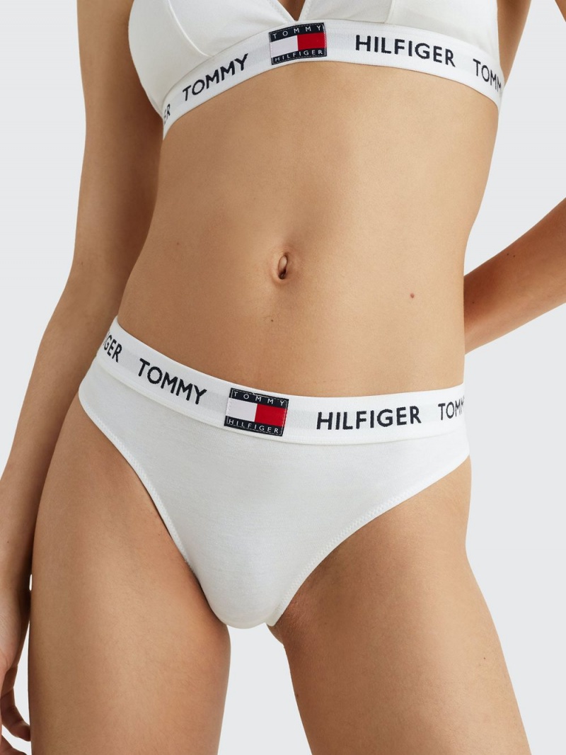 Tommy Hilfiger Organic Bomull Logo String Underkläder Dam Vita | 267-TEUPYR