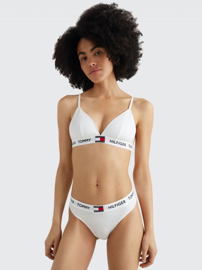 Tommy Hilfiger Organic Bomull Logo String Underkläder Dam Vita | 267-TEUPYR