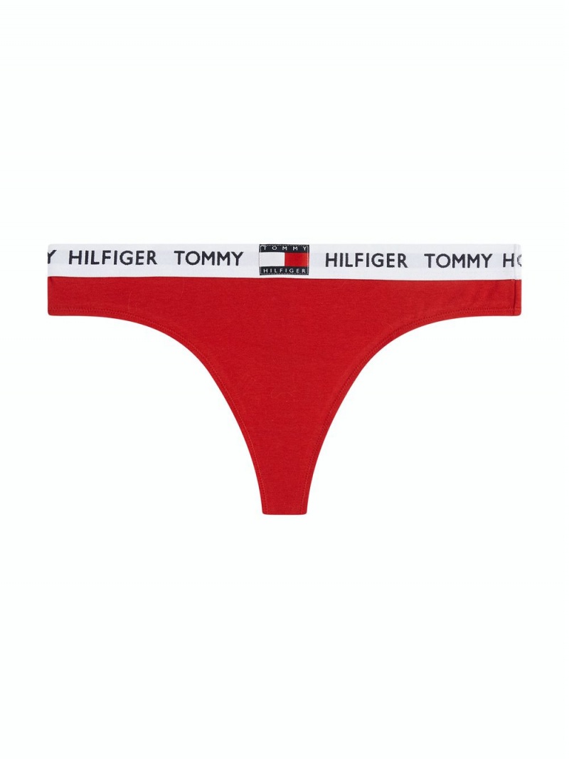 Tommy Hilfiger Organic Bomull Logo String Underkläder Dam Röda | 970-YZFJKL