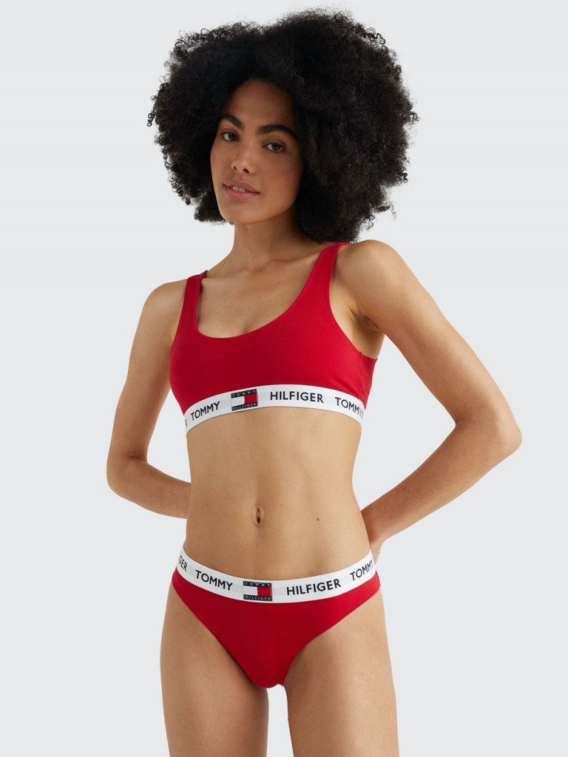 Tommy Hilfiger Organic Bomull Logo String Underkläder Dam Röda | 970-YZFJKL