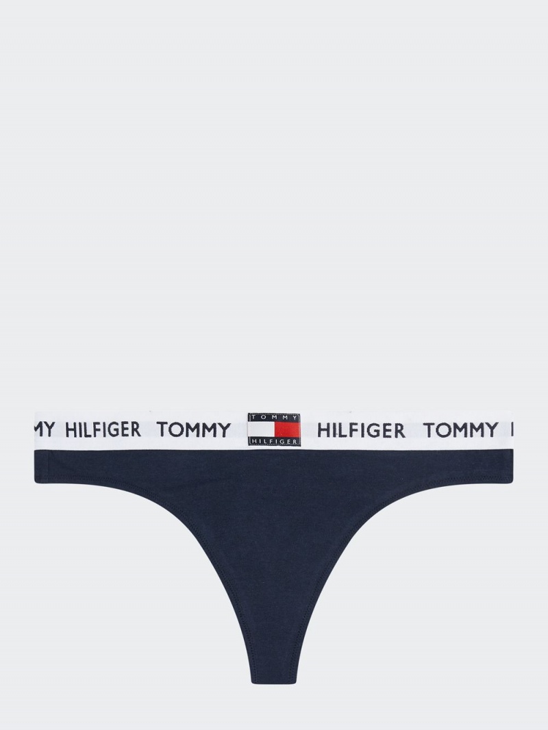 Tommy Hilfiger Organic Bomull Logo String Underkläder Dam Marinblå | 739-JWLDPM