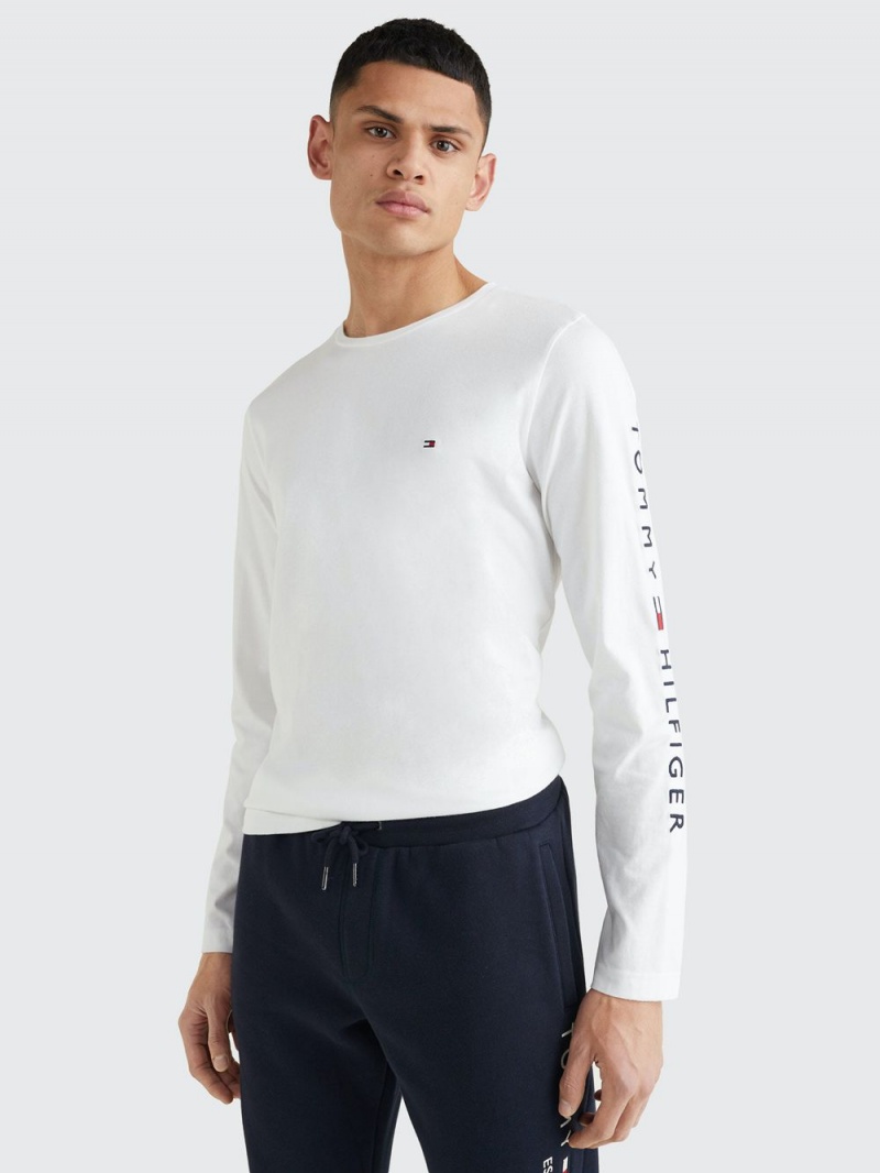 Tommy Hilfiger Organic Jersey Logo Long Sleeve T-shirt Herr Vita | 839-ITXYRW