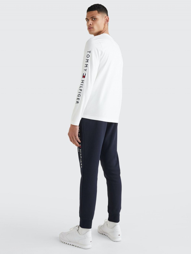 Tommy Hilfiger Organic Jersey Logo Long Sleeve T-shirt Herr Vita | 839-ITXYRW