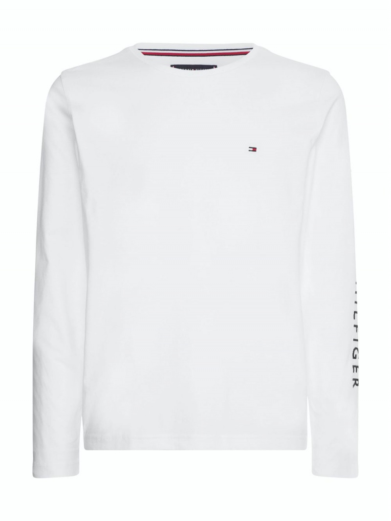 Tommy Hilfiger Organic Jersey Logo Long Sleeve T-shirt Herr Vita | 839-ITXYRW