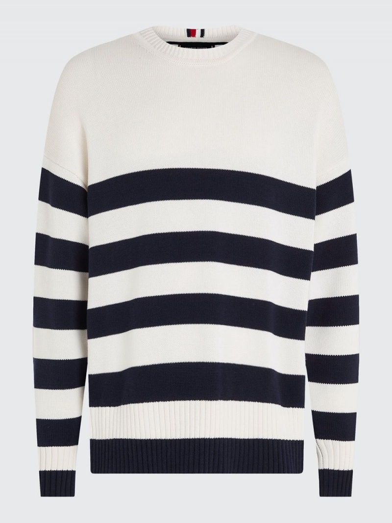 Tommy Hilfiger Oversized Breton Stripe Jumpers Herr Marinblå Vita | 328-BUAHVN