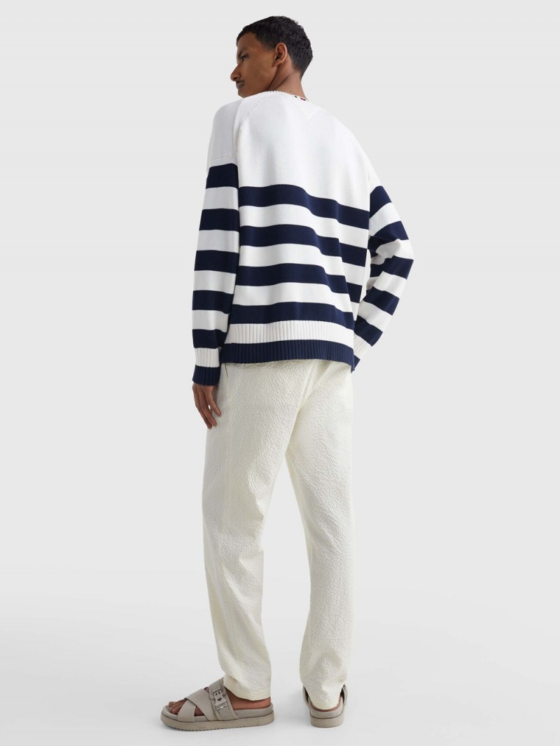 Tommy Hilfiger Oversized Breton Stripe Jumpers Herr Marinblå Vita | 328-BUAHVN