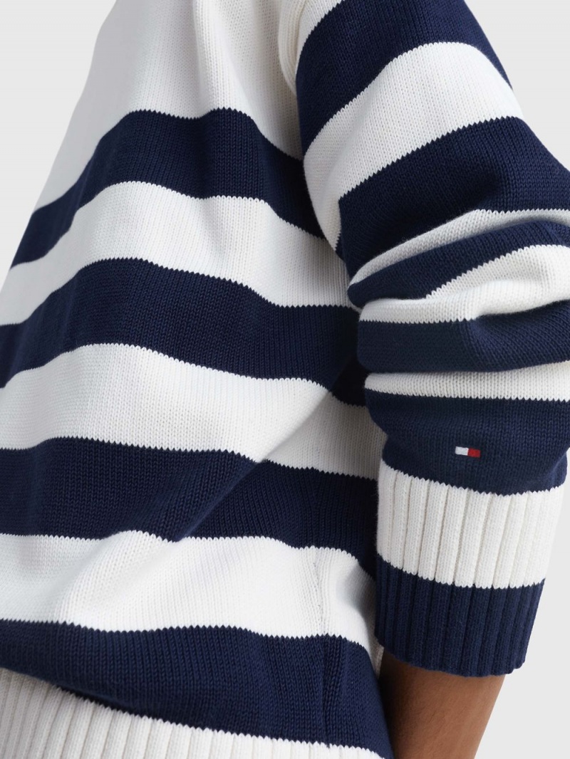 Tommy Hilfiger Oversized Breton Stripe Jumpers Herr Marinblå Vita | 328-BUAHVN