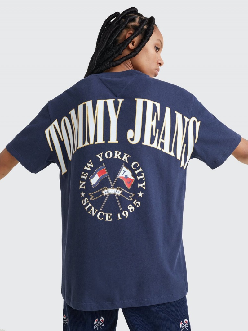 Tommy Hilfiger Oversized Fit Logo T-shirt Dam Marinblå | 401-BHZQWD