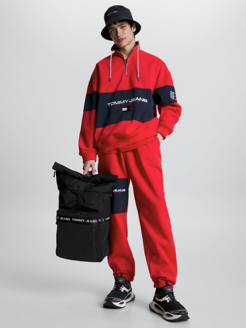 Tommy Hilfiger Oversized Half-Zip Fleece Tröjor Herr Röda | 687-ONIHRP