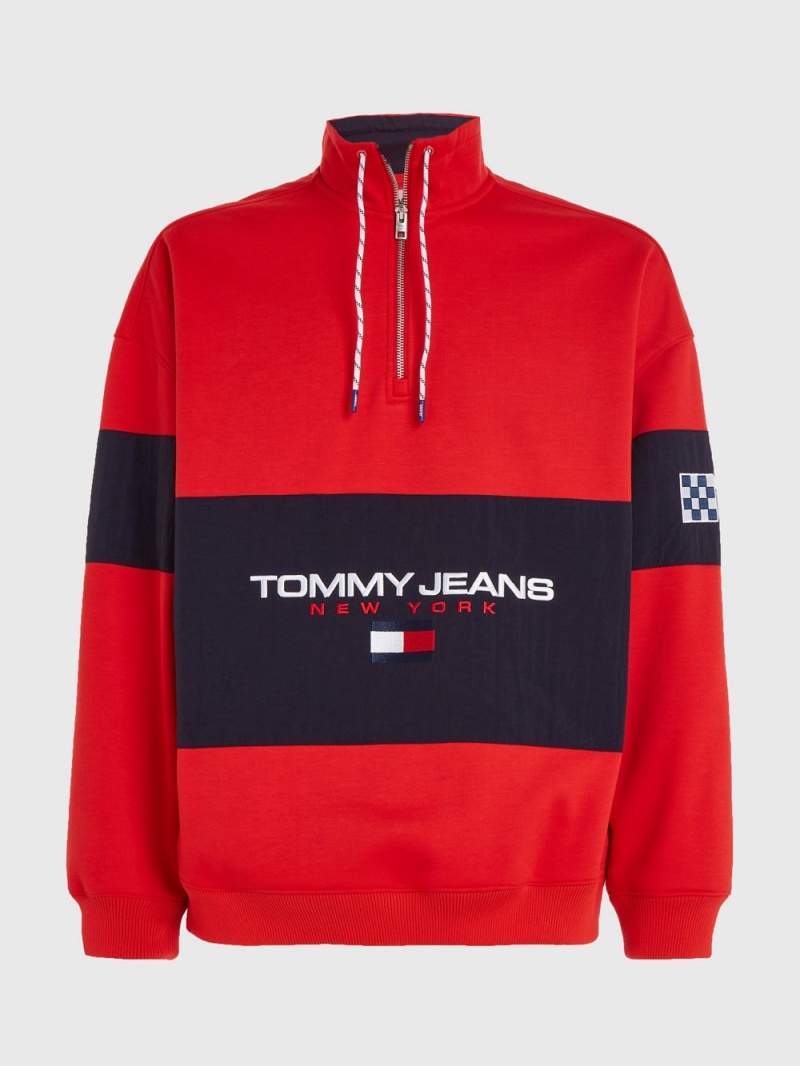 Tommy Hilfiger Oversized Half-Zip Fleece Tröjor Herr Röda | 687-ONIHRP