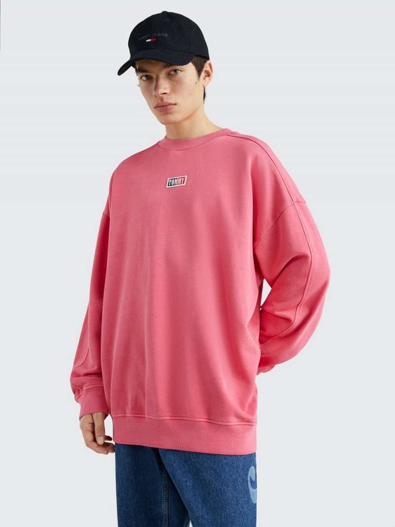 Tommy Hilfiger Oversized Organic Bomull Tröjor Herr Rosa | 973-BYTHRL