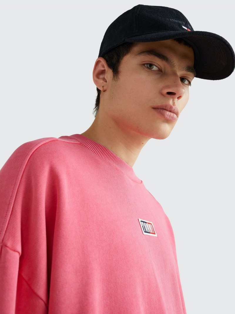 Tommy Hilfiger Oversized Organic Bomull Tröjor Herr Rosa | 973-BYTHRL