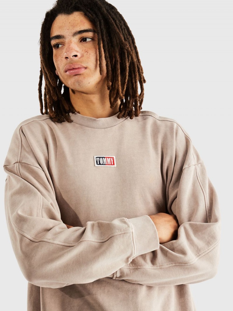 Tommy Hilfiger Oversized Organic Bomull Tröjor Herr Beige | 045-GOHYBV