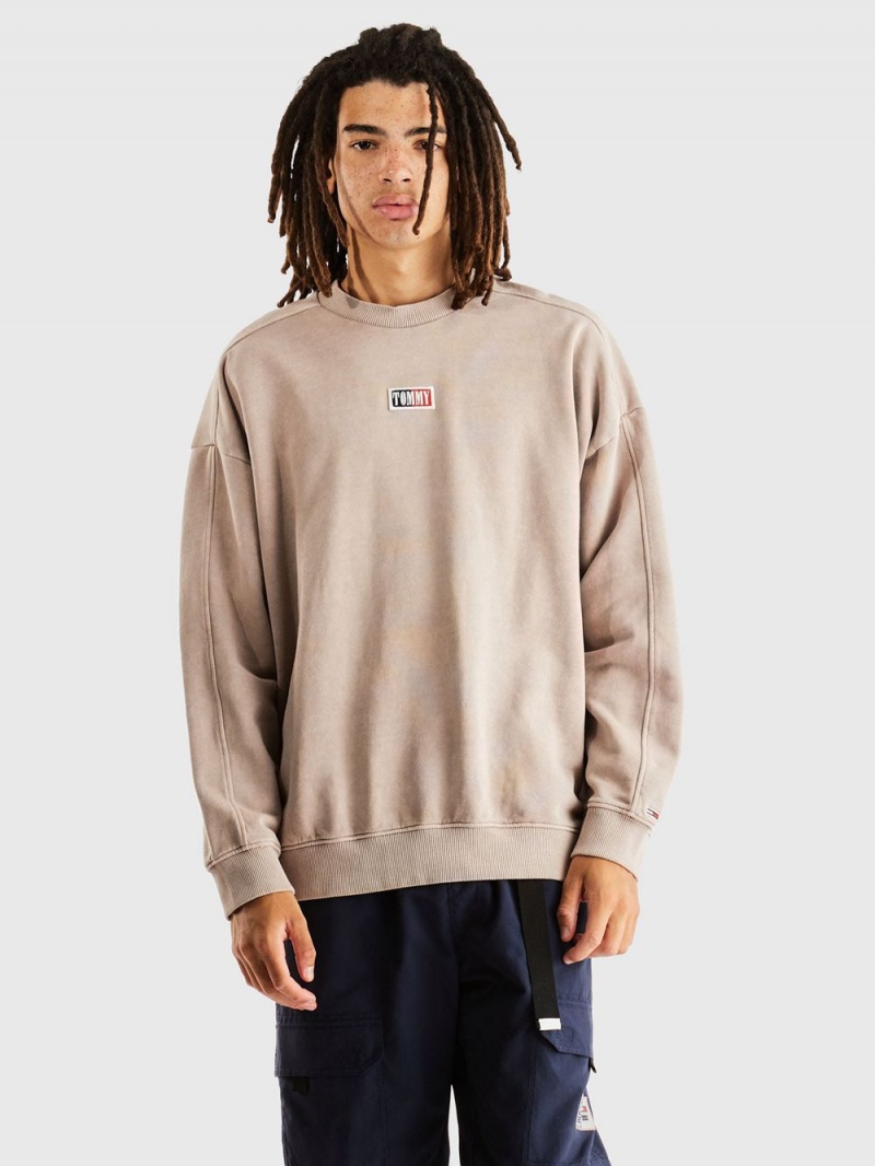 Tommy Hilfiger Oversized Organic Bomull Tröjor Herr Beige | 045-GOHYBV